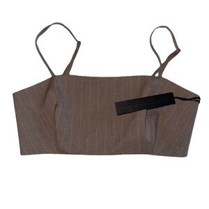 NWT House of Harlow 1960 Office Siren Taupe Pinstripe  Crop Top Small